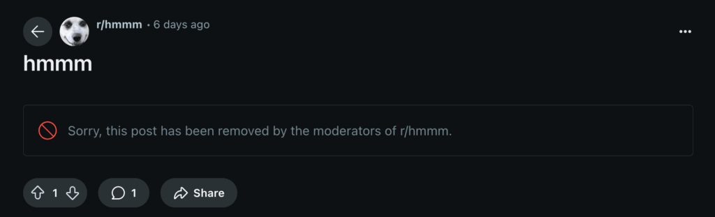 a removed reddit post a removed reddit post